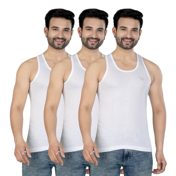 JACK POT Men's Cotton Classic Vest – Sleeveless Undershirt (Pack of 2 & 3 Options Available) | Sizes: Small, Medium, Large, XL, XXL