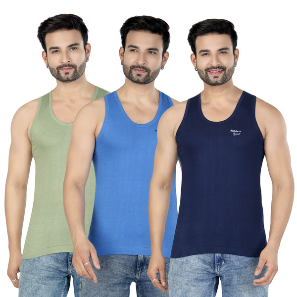 Cotton Classic Men's Vest - Pack of 2 and 3 (Random Colors) - Sizes: Small, Medium, Large, XL, XXL